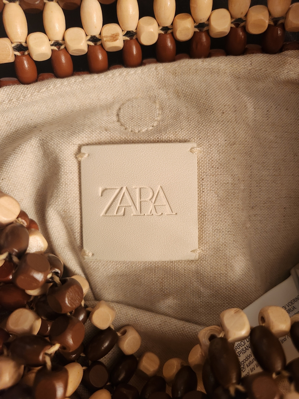 Zara Round Crescent Beaded Shoulder Bag in Brown, White and Black - Picture 4 of 7